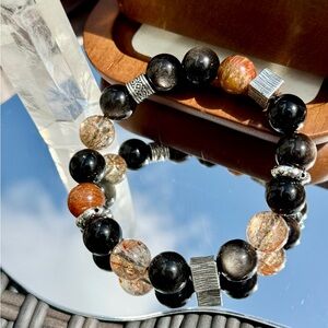 Handmade Black and Brown gemstones Bracelet